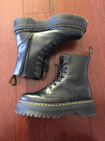 Reviewer image of the black Dr. Martens combat boots