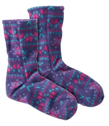 purple patterned cozy socks