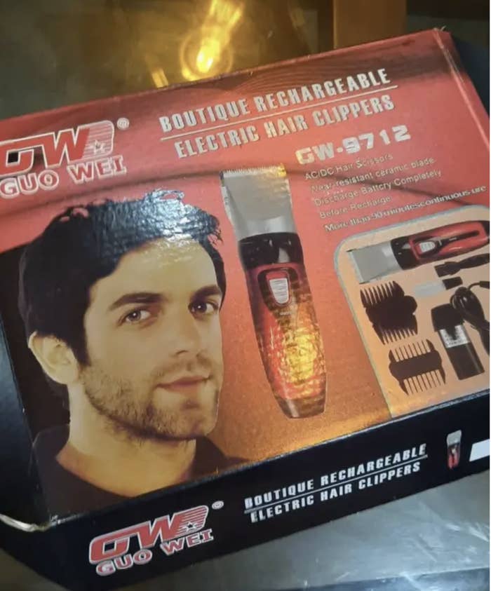 Novak&#x27;s face on a hair clippers box