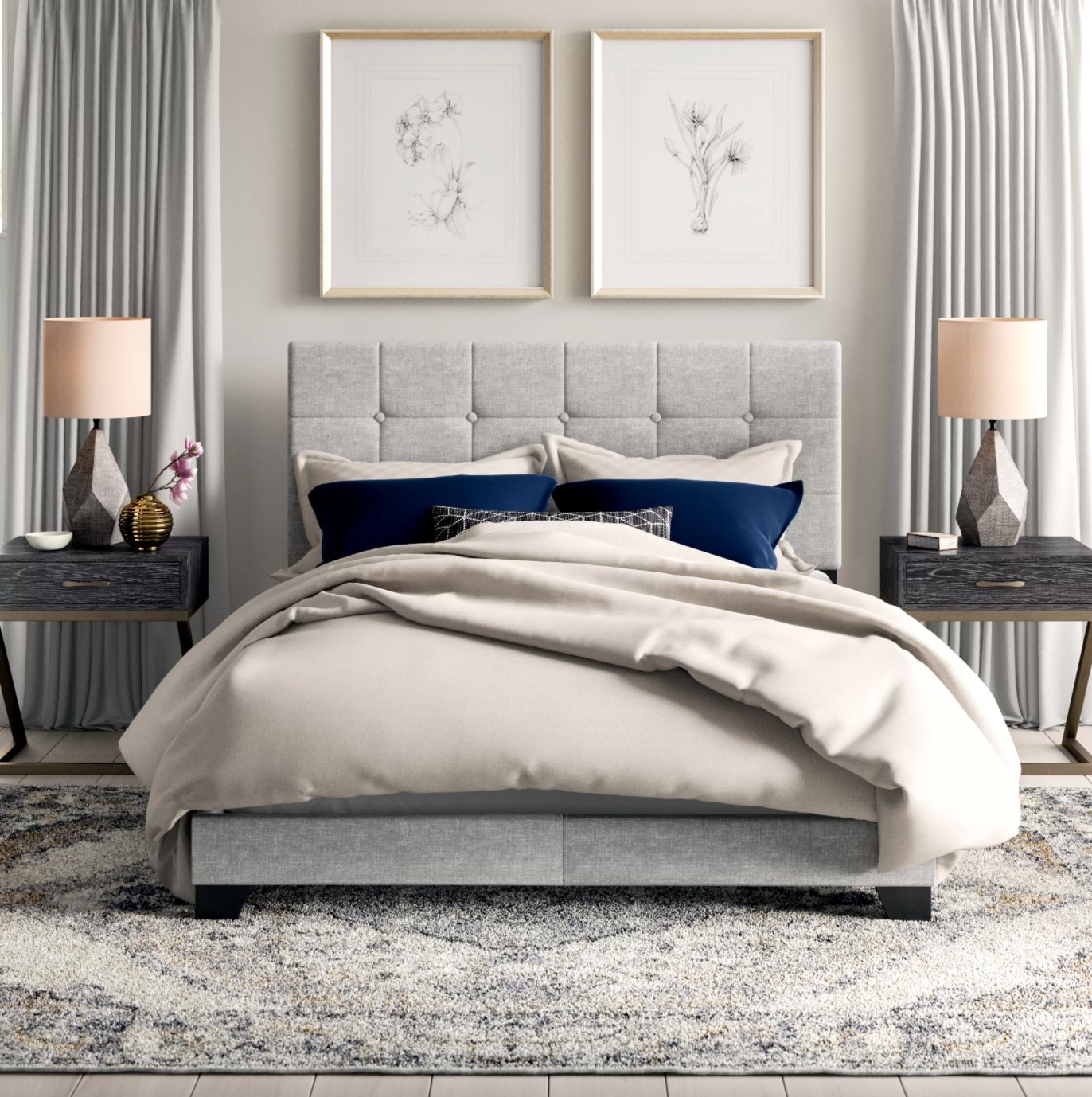 the upholstered tufted bed