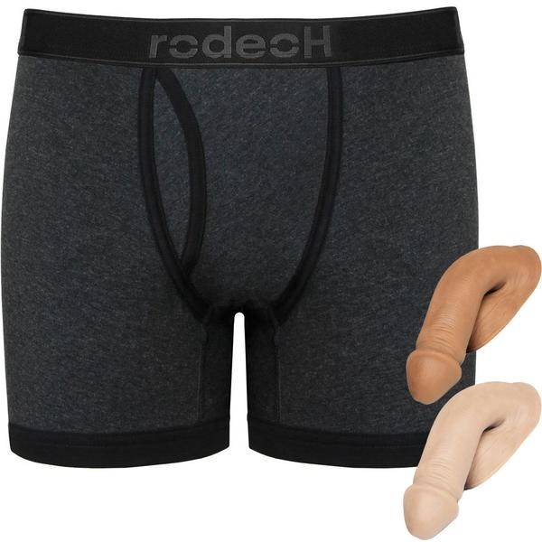 a pair of gray packer underwear with two packers of different skin tones