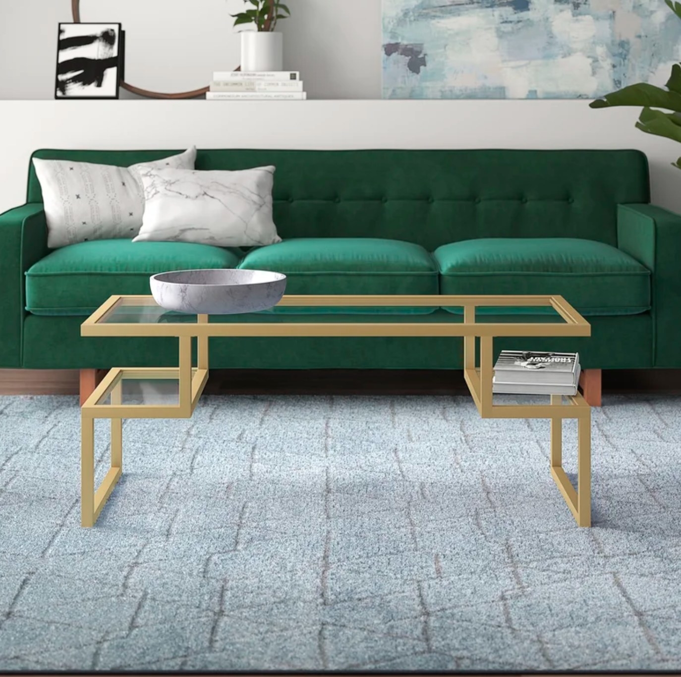the glass and gold coffee table