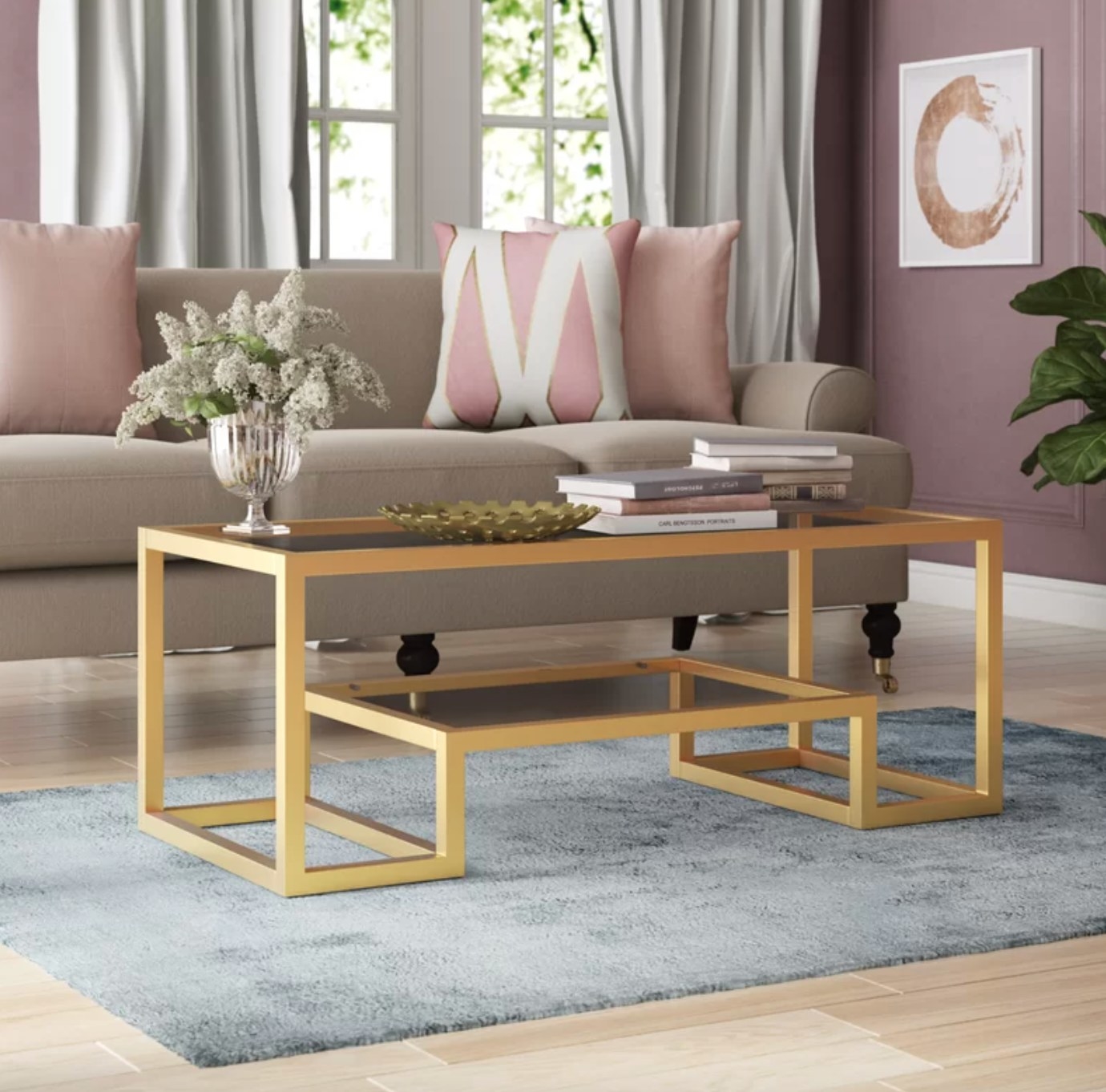 The chic glass and gold coffee table