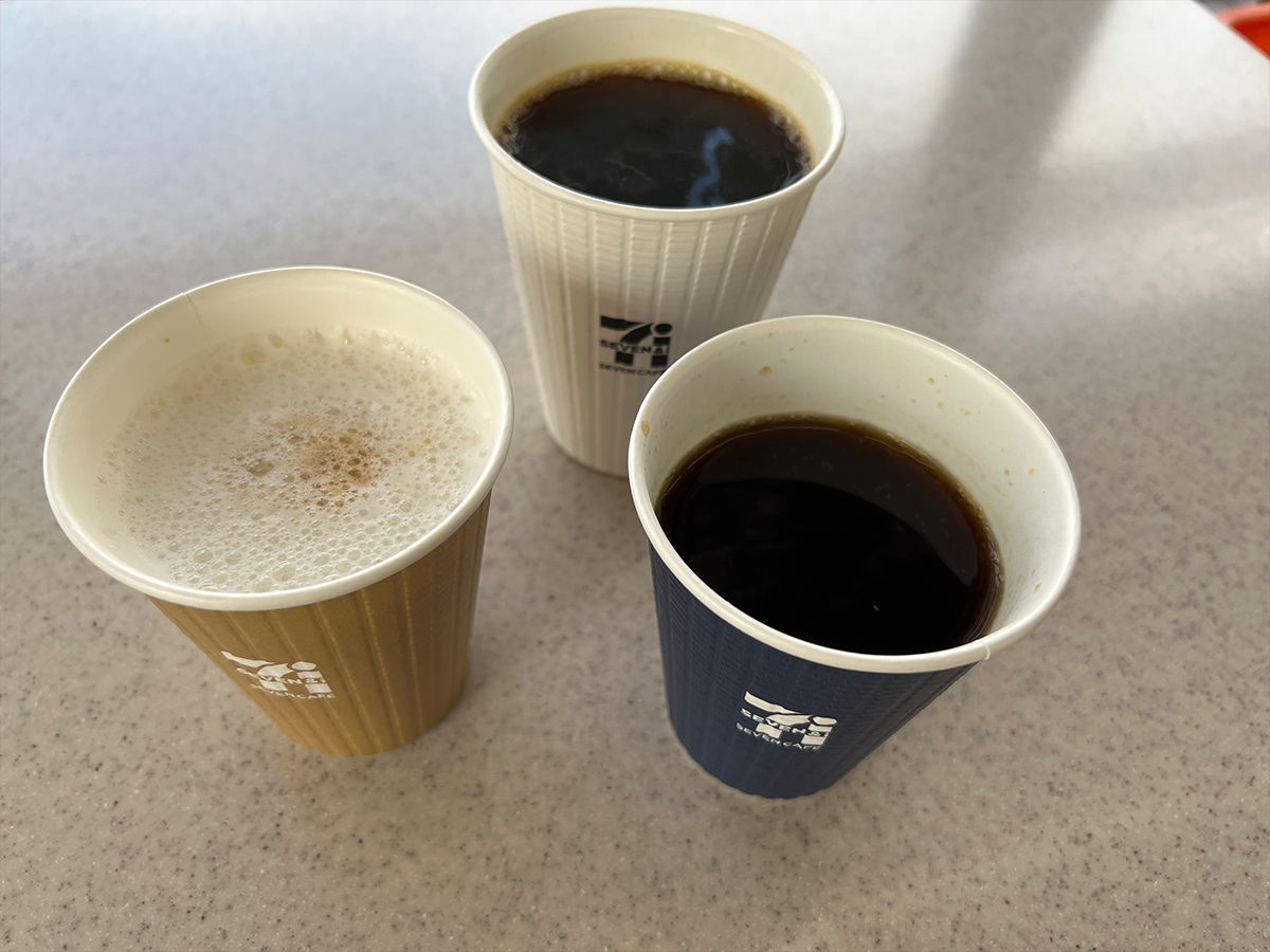 Japanese cups of coffee in different flavors