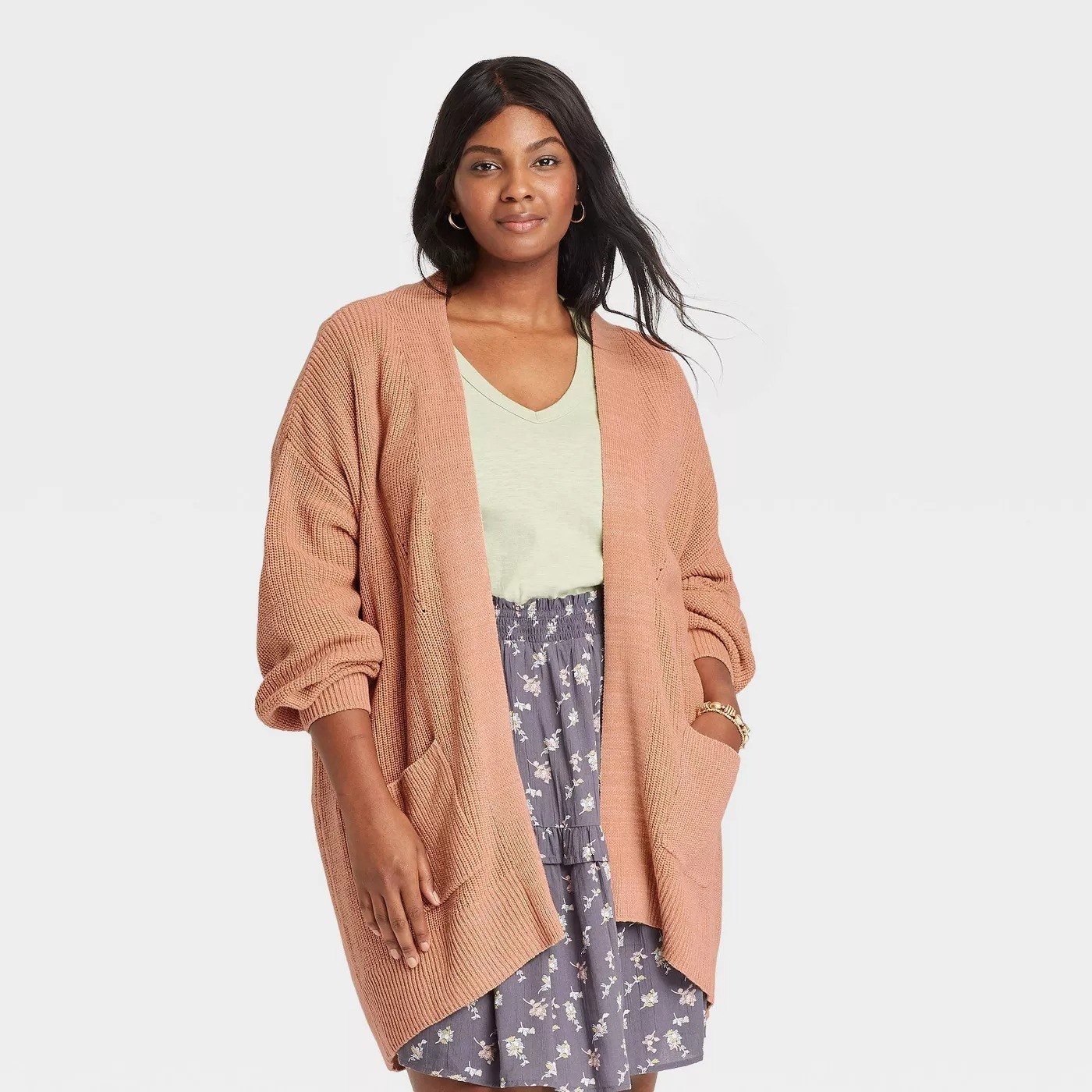 the cardigan in camel