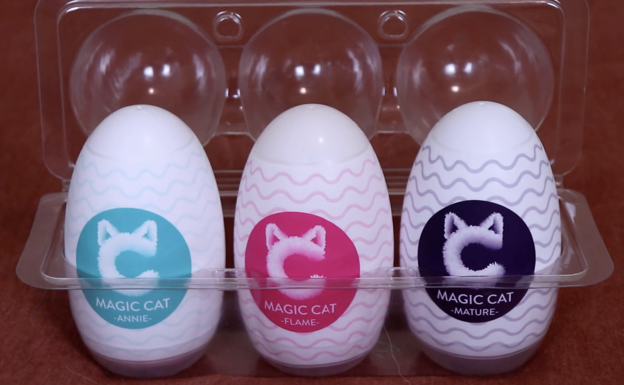 Set of three Magic Cat egg single-use strokers