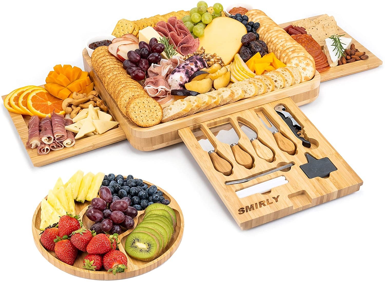 Bamboo charcuterie and cutlery set