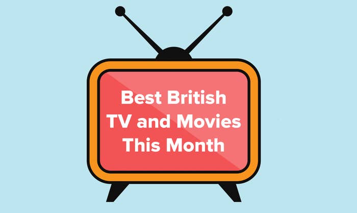 Illustration of a TV is captioned with Best British TV and Movies This Month