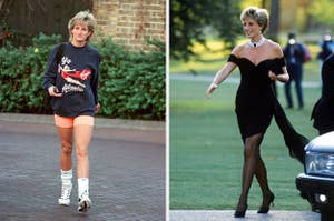 Princess Diana in two iconic outfits 