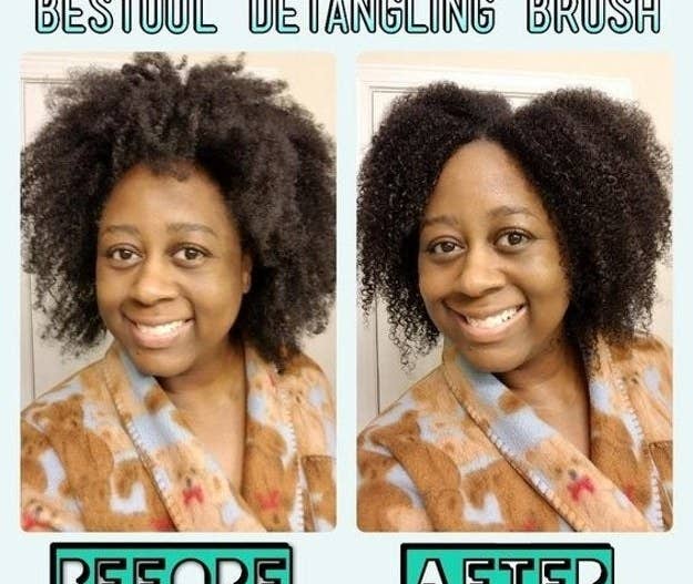 Reviewer's picture with frizzy curls and then defined curls