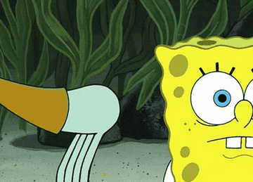 Squidward shaking his butt in Spongebob&#x27;s face
