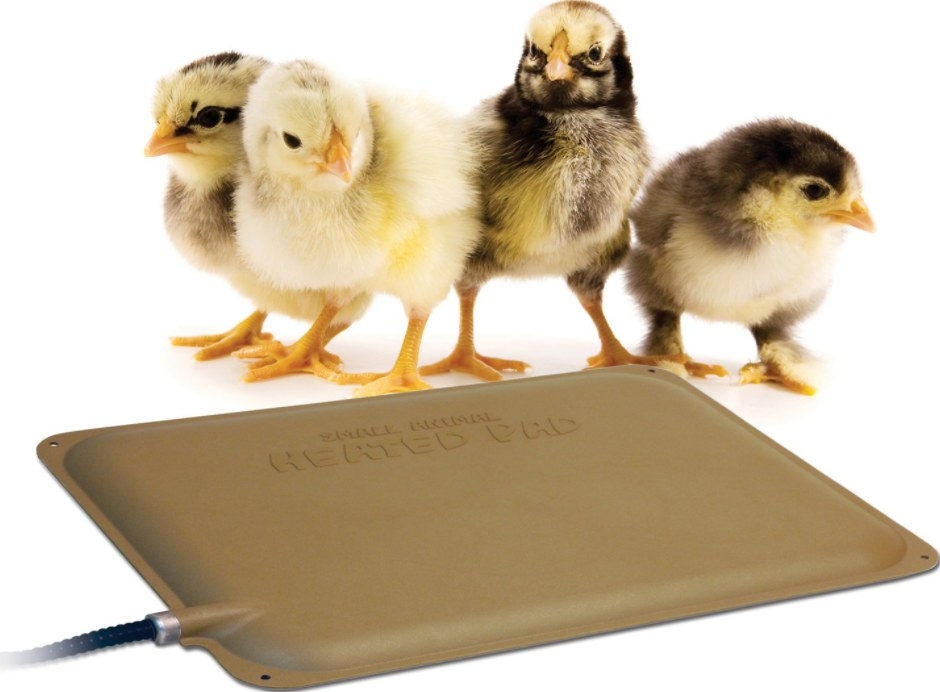 A nine by 12 inch heating pad that can provide heating to animals inside pens and coops