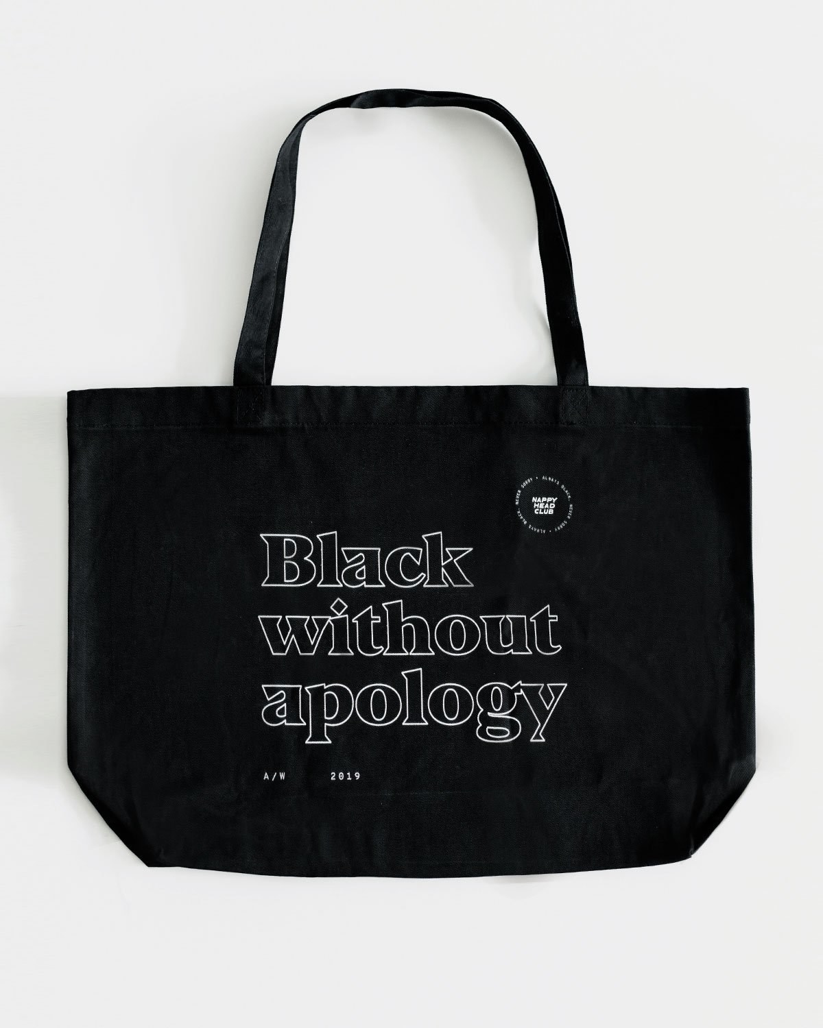 black and white message tote