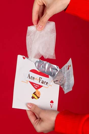 ace of hearts themed sheet mask bag