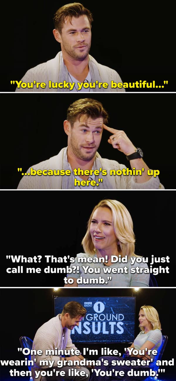 5. When Chris Hemsworth accidentally called Scarlett Johannson dumb.