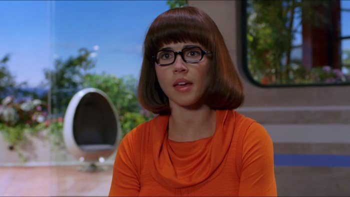 Velma wearing glasses.