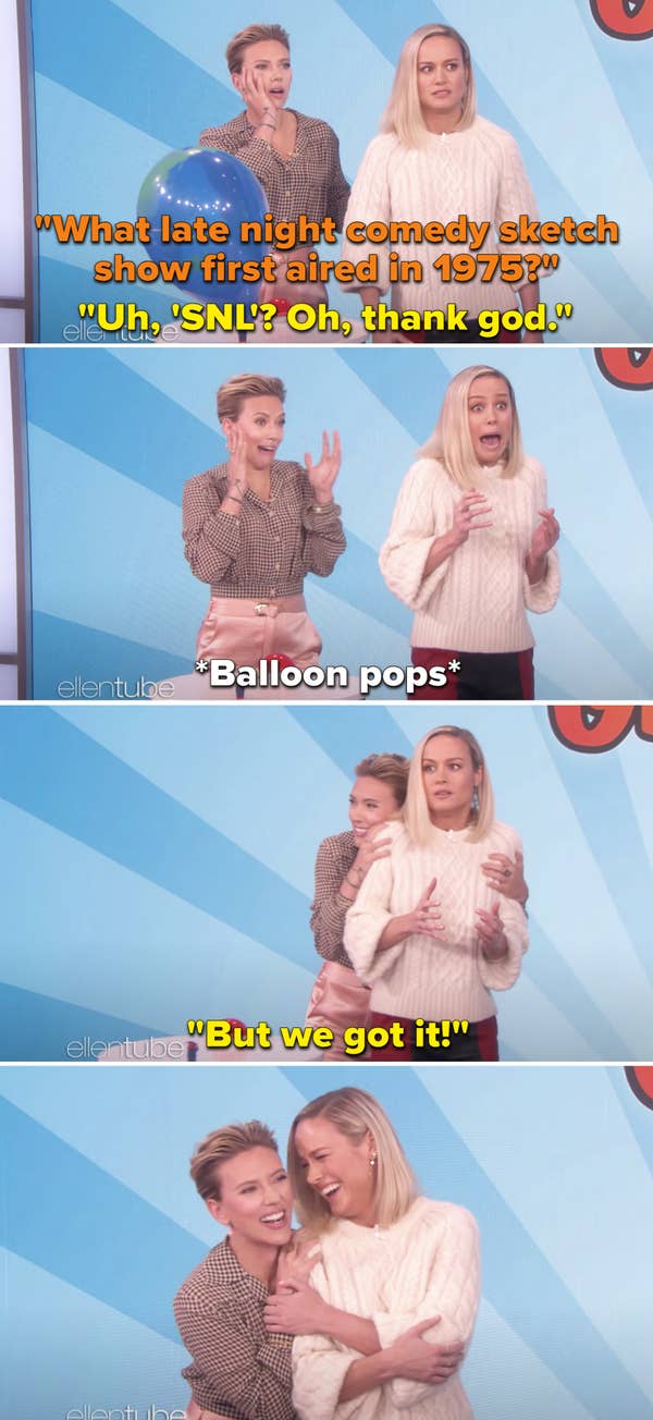 18. When ScarJo screamed and hid behind Brie Larson after a balloon popped.