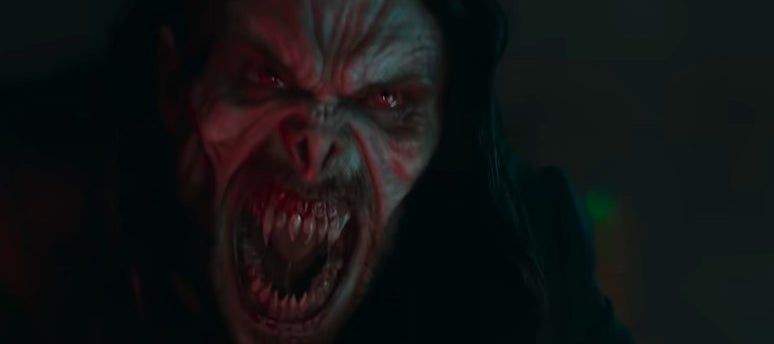 Morbius howling at the camera in &quot;Morbius&quot;