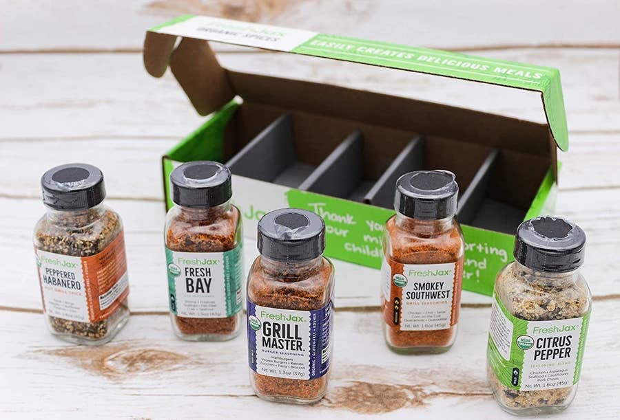 FreshJax Organic Spices | Salt-Free Seasonings Gift Set | 5 Sampler Sized  Bottles in Gift Box | Sodium-Free