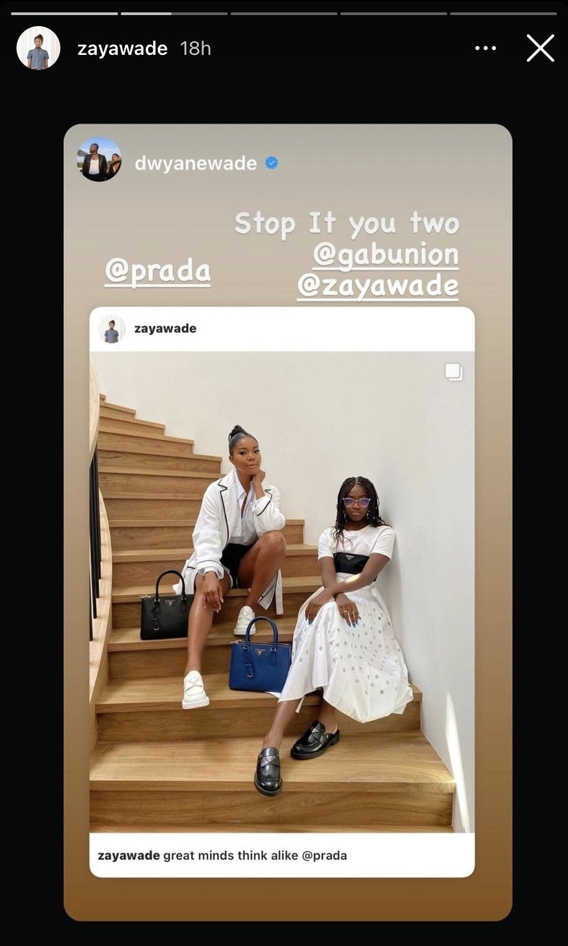 Dwyane shares the photo to his story writing Stop it you two!