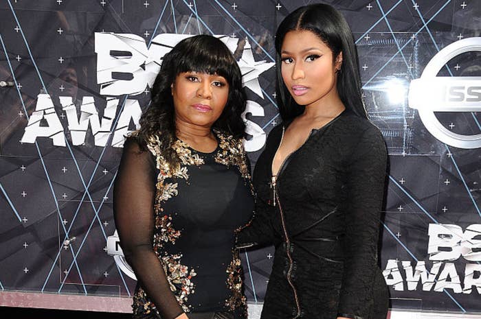 Nicki Minaj (R) and mother Carol Maraj attend the 2015 BET Award