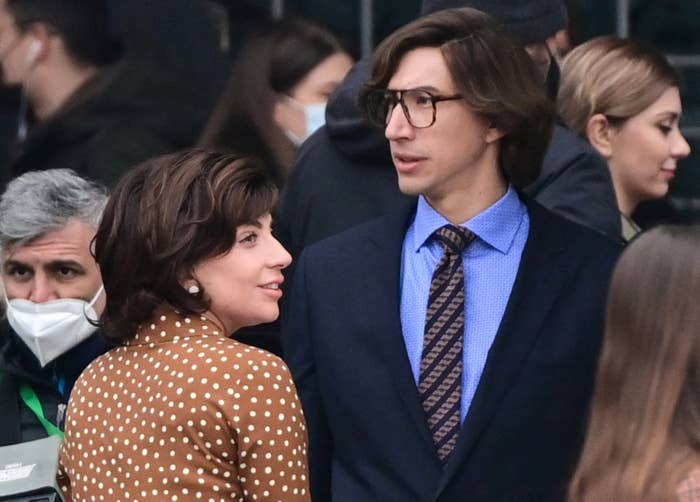 Gaga and Adam Driver film a scene in Italy