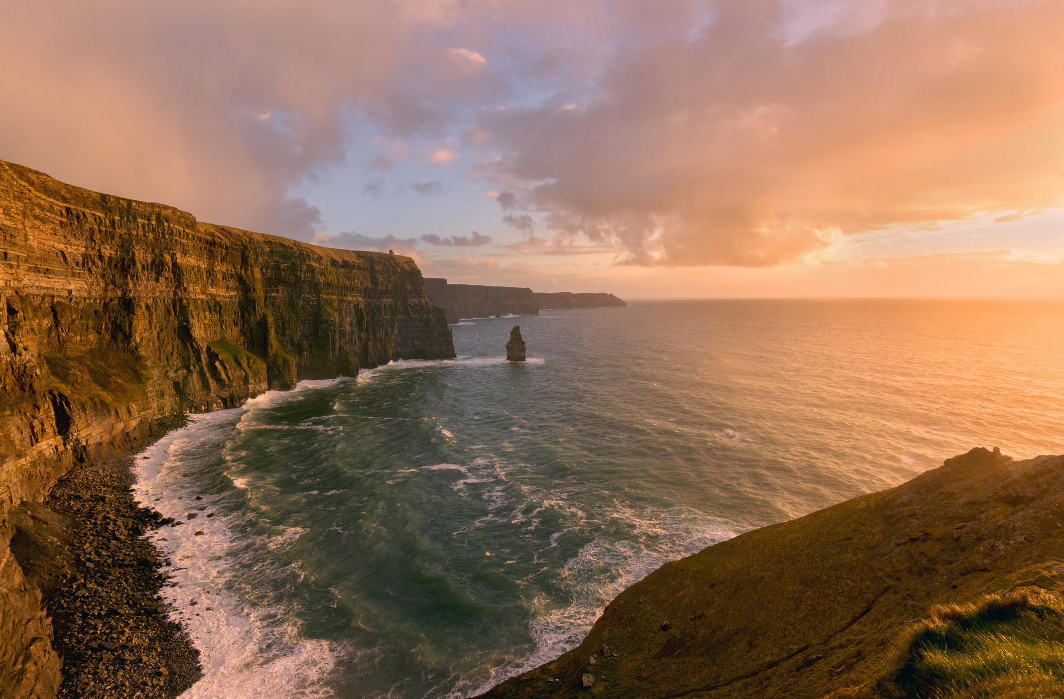 Cliff of Moher at sundown.