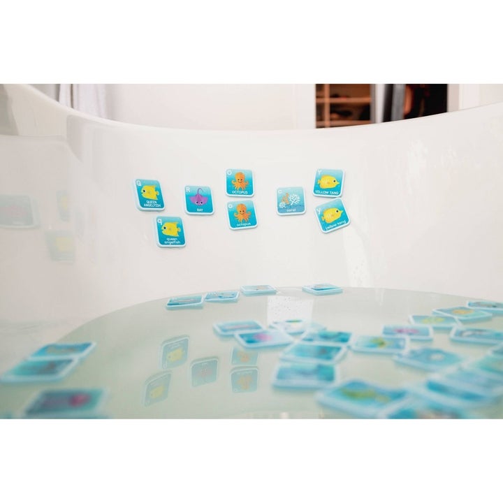 the tiles stuck against a bathtub wall