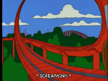 Bart Simpson screaming on roller coaster