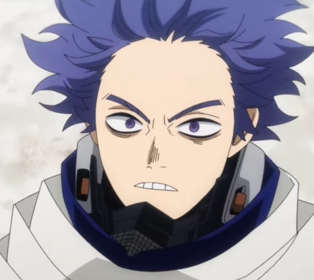 Shinso in his hero costume with a shocked look on his face