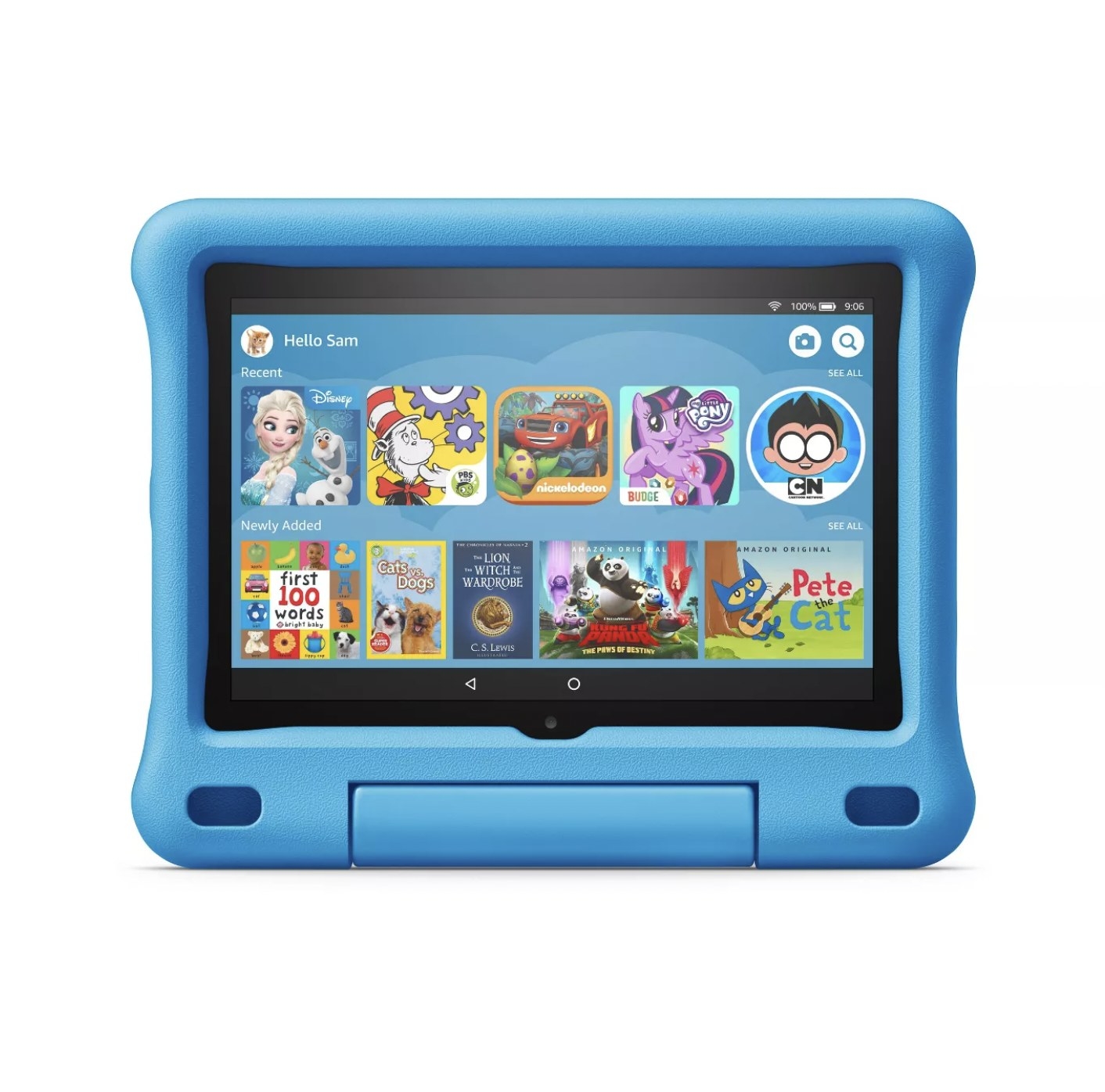 The blue touchscreen tablet
