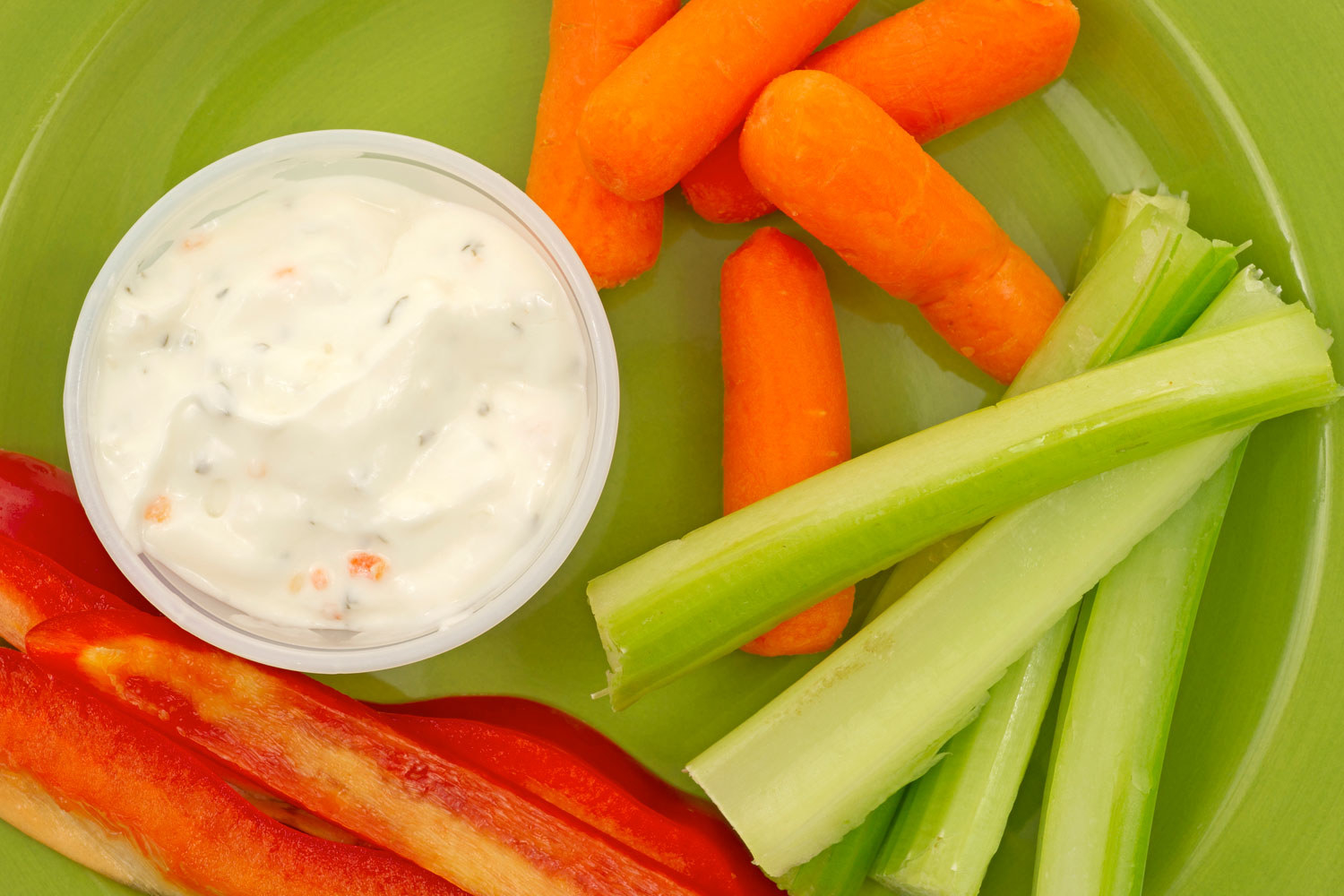 Ranch dressing and vegetables.