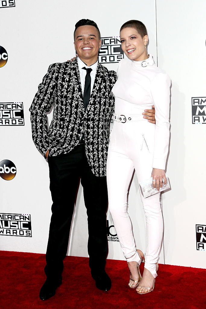 Halsey and Sevian on the AMA red carpet smiling