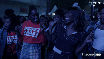 Issa dancing with friends in Insecure