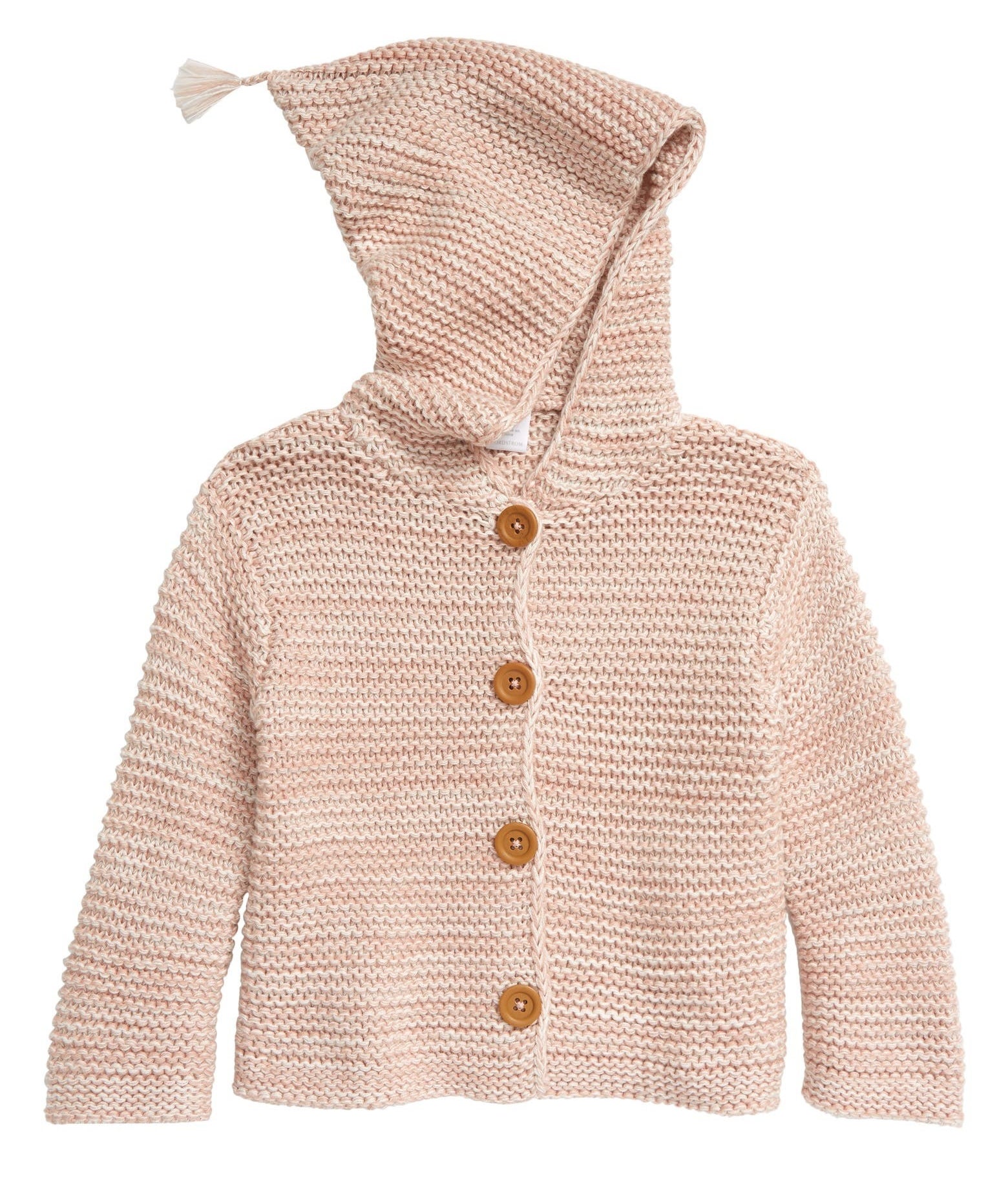 The pink hooded baby cardigan