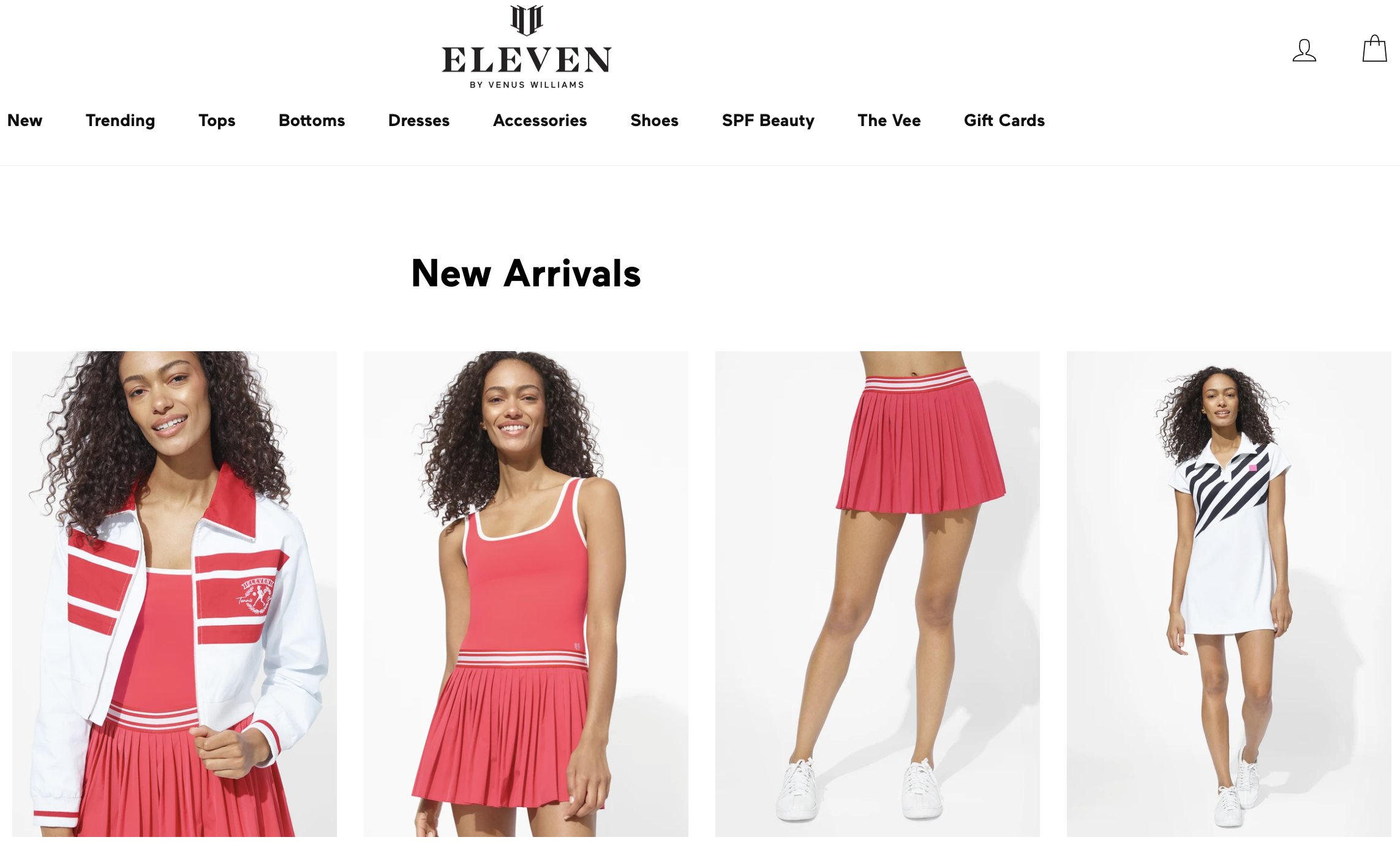 A selection of clothing in the EleVen online store