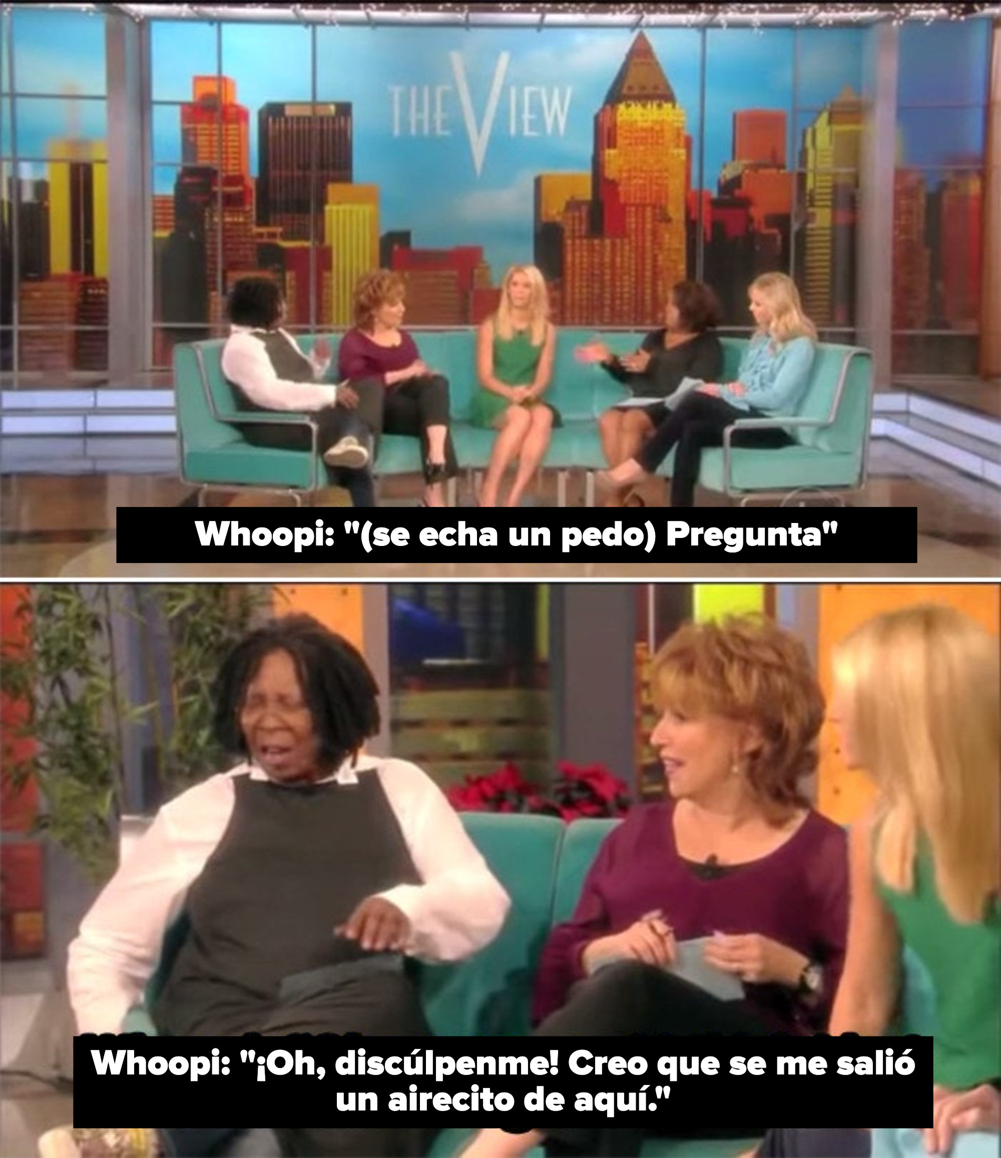 Whoopi farting on The View and excusing herself