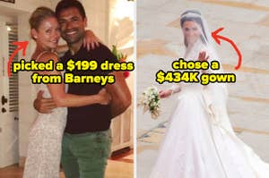 Kelly Ripa picked a $199 slip dress from Barneys. Kate Middleton picked a $434K gown
