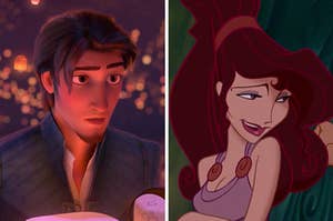 On the left, Flynn Rider from Tangled, and on the right, Meg from Hercules
