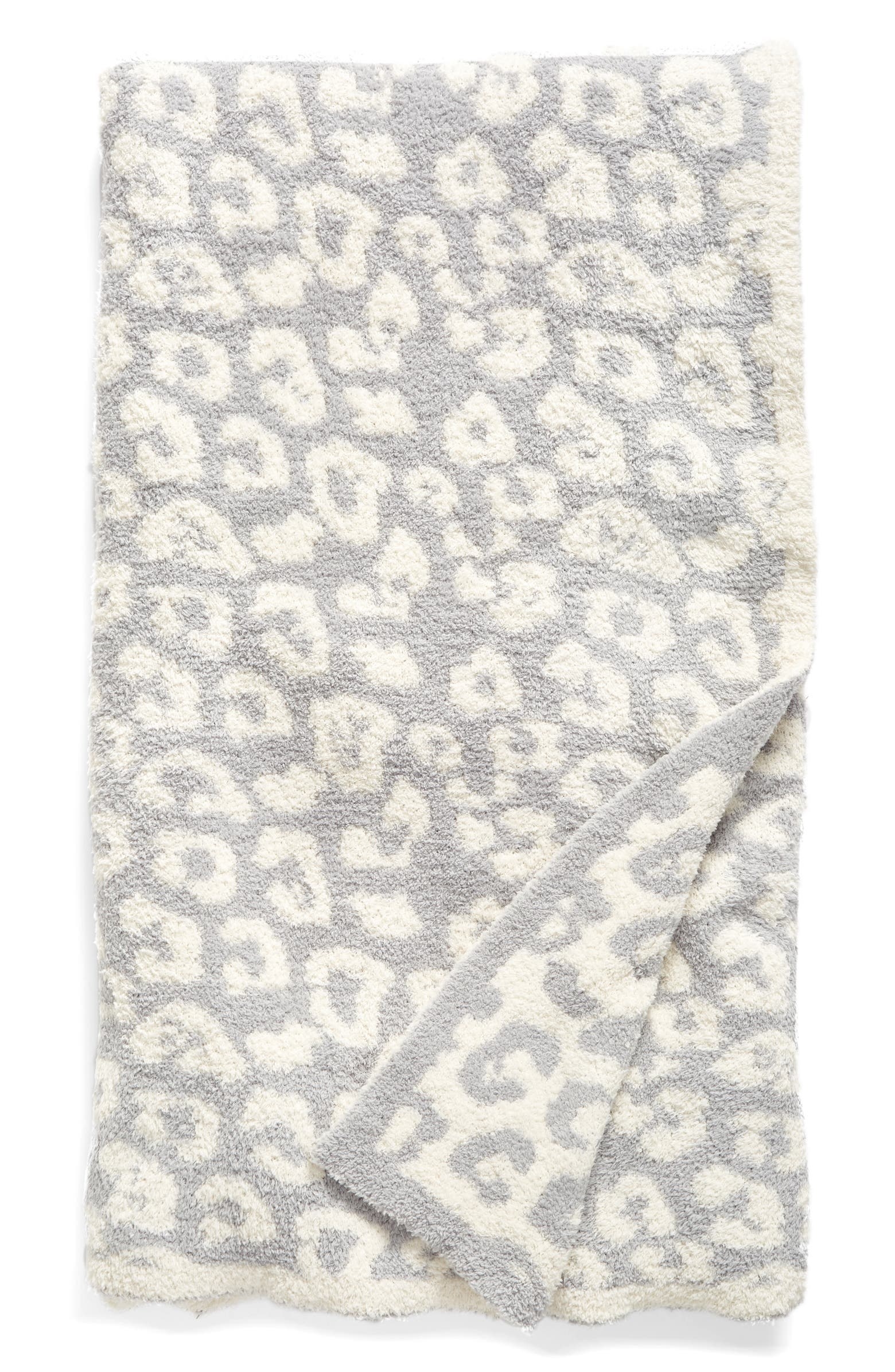 The gray leopard print throw blanket