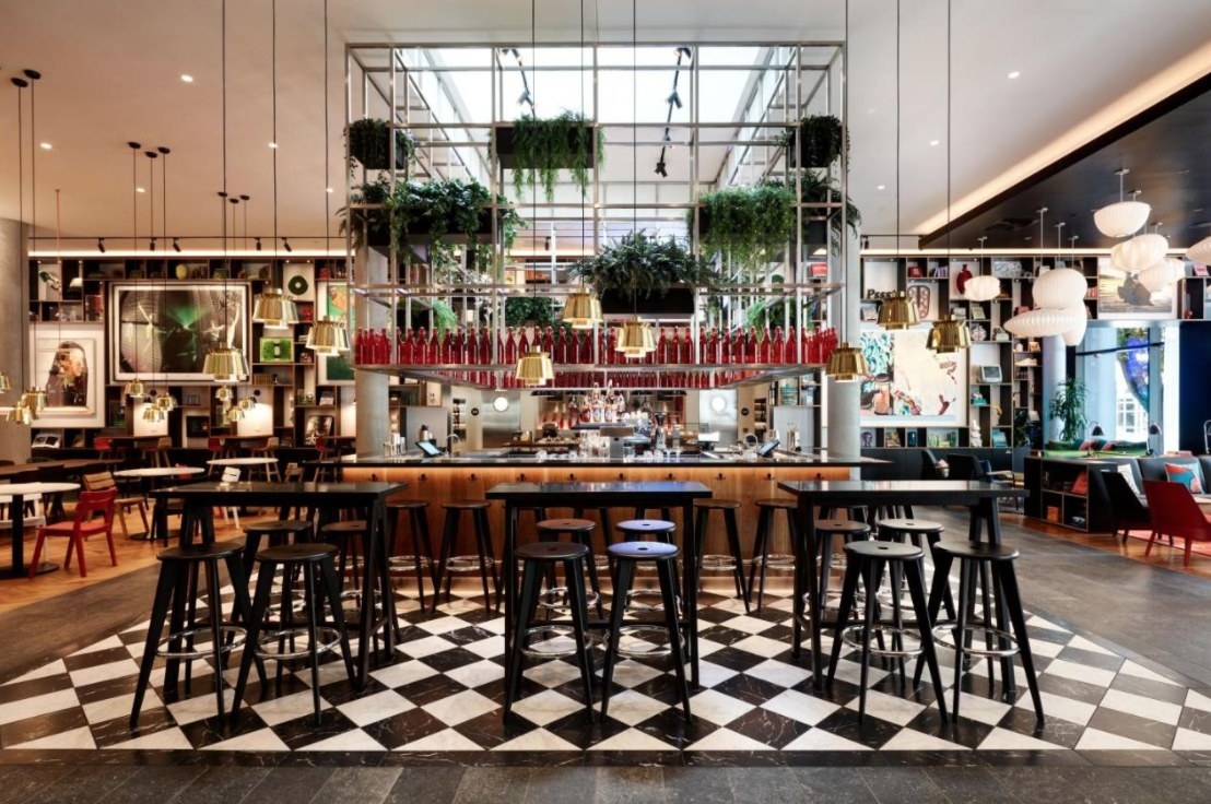 An image of the dining room in the CitizenM hotel