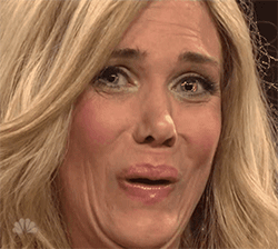 Kristen Wiig with pursed lips from the californians sketch on SNL