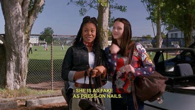 Brenda from Scary movie saying, &quot;She is as fake as press-on nails&quot;