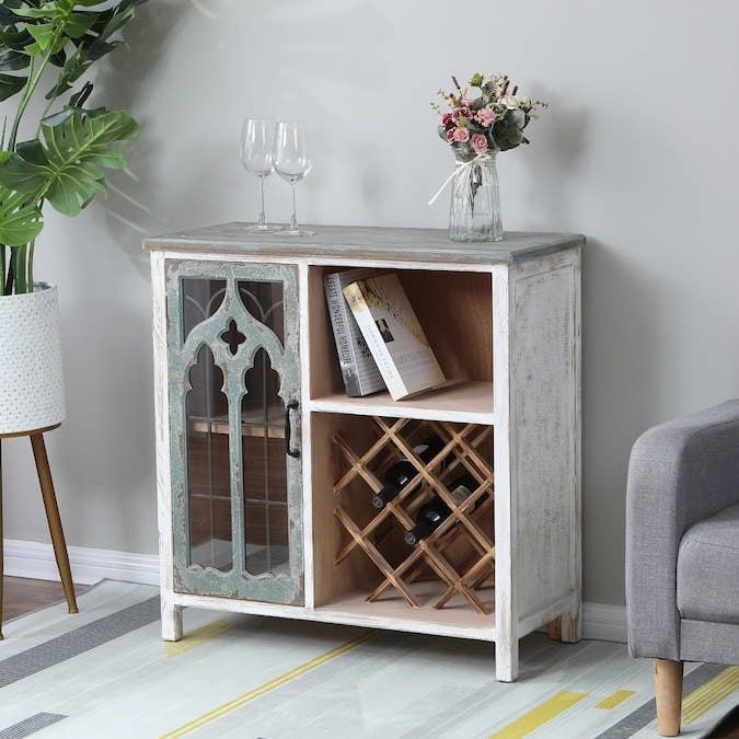 the rustic distressed wine cabinet