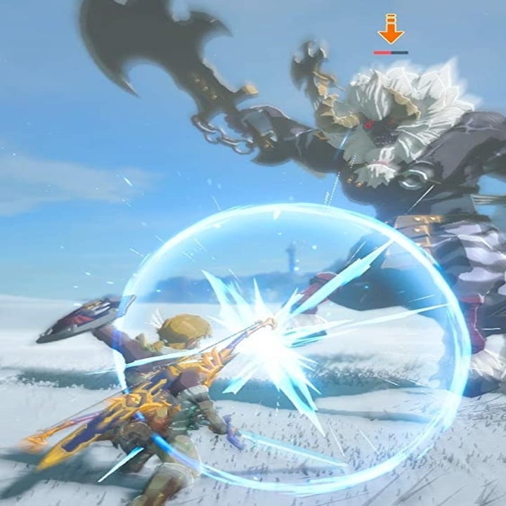 Link fighting a snow beast