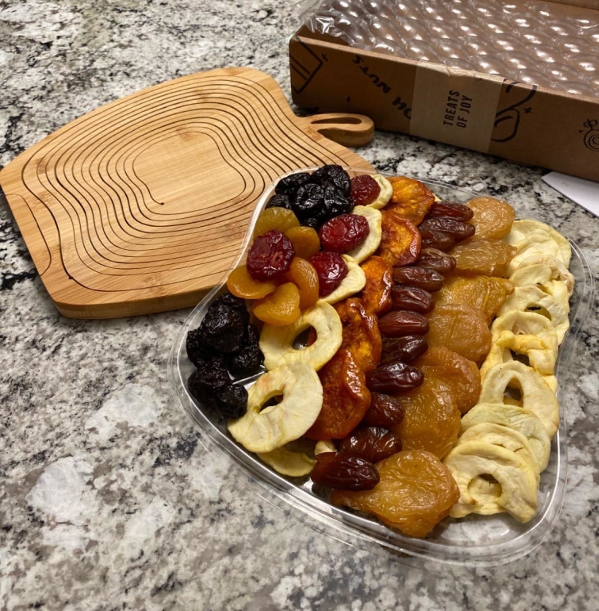 Reviewer photo of the dried fruit tray
