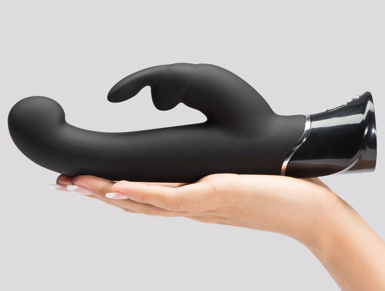 Model holding black rabbit vibrator