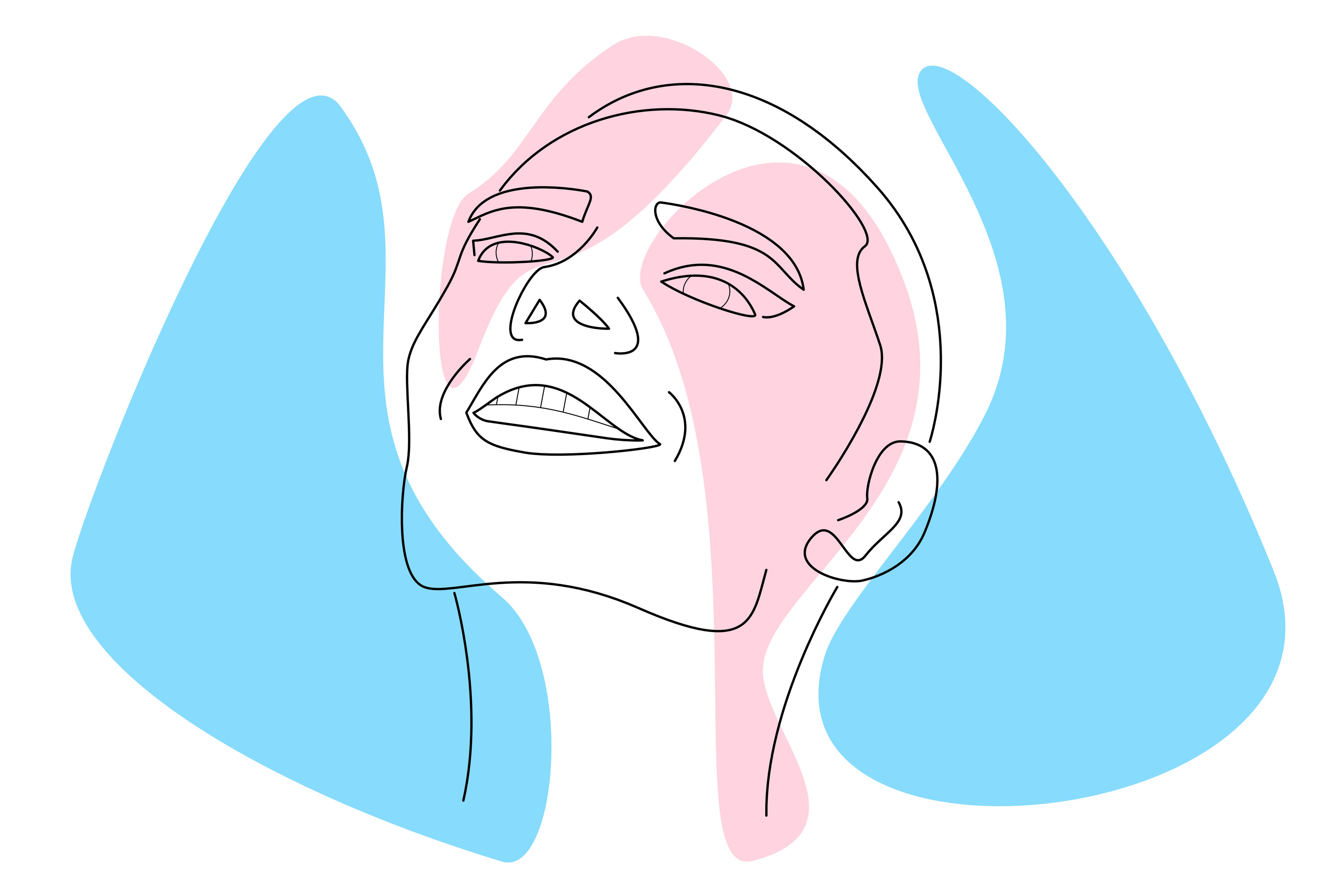 A graphic of the trans flag with an outline of someone&#x27;s face overlayed