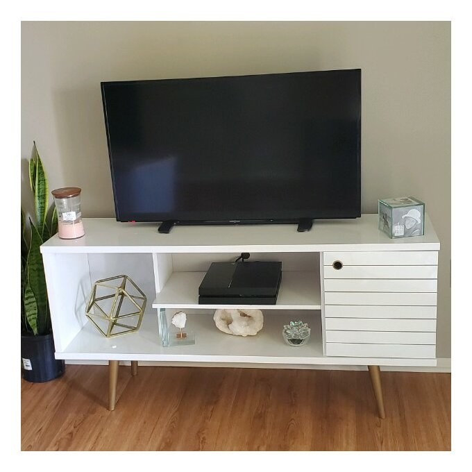 The TV stand in white