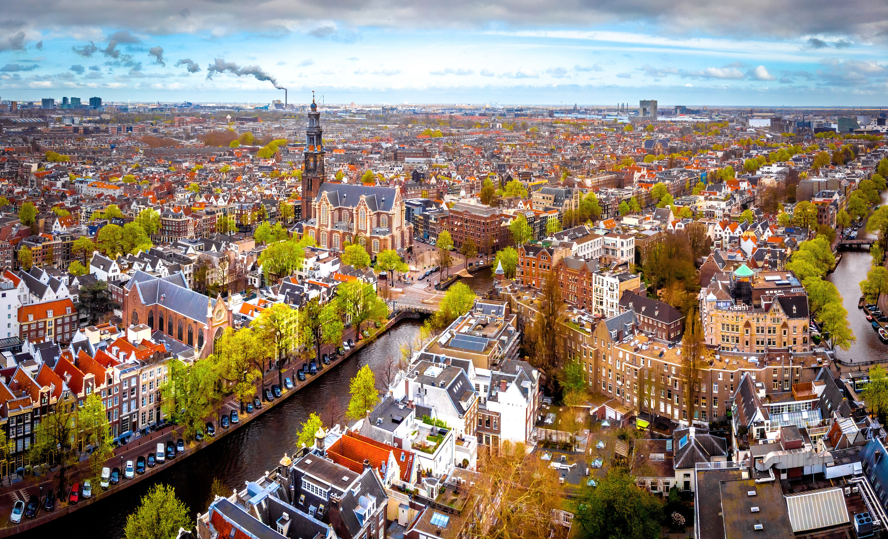 aerial view of amsterdam, netherlands